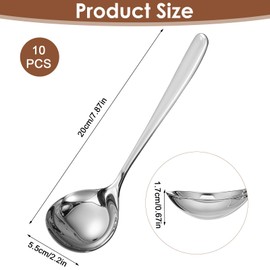 JIEYAO 10 Pack 304 Stainless Steel Ladles, Small Sauce Ladles 8 Inch Silver Serving Gravy Spoon for Serving 1oz Capacity