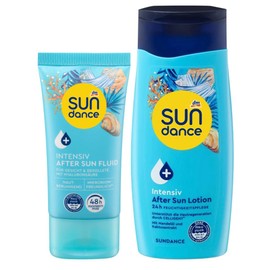 SUNDANCE 2er-Set After Sun: FLUID INTENSIV für Gesicht Dekolleté mit Hyaluronsäure (50 ml) + Aftersun LOTION INTENSIV Feuchtigkeitspflege mit Mandelöl, Panthenol, Allantoin, Vitamin E (200 ml), 250 ml