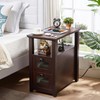 HDDDZSW Farmhouse XXL End Table with Charging Station, Narrow Side