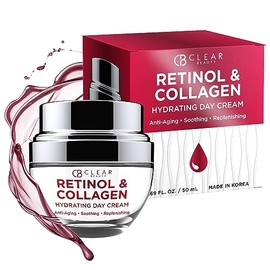 Clear Beauty- Hidratante facial diario con retinol y colágeno probado por dermatólogos, reduce arrugas, líneas finas y arrugas.                       