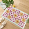 yueyaer Checkered Floral Bathroom Rug, Ultra Soft and Fluffy Microfiber