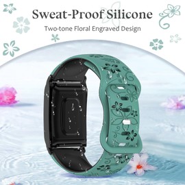 Anpzband Strap Compatible with Whoop Band 5.0/4.0 - Two-tone Engraved Floral Silicone Wristband for Whoops 4.0/5.0 Life MG/Peak/One Fitness Sport Replacement Bracelet Accessories, with Cover