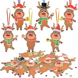 LAMEK 12 Pack Reindeer Craft Kits Kids Creative Christmas Crafts Foam Rubber Crafts for Boys Girls Xmas Tree Winter New Year Party Favour