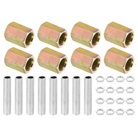 PATIKIL 8pcs M10 Fine Thread Lamp Pipe Repair Parts Kit M10x20 Metal Hex Joint Nut and Thread Pipe for Light Extension Rod Hex Nut