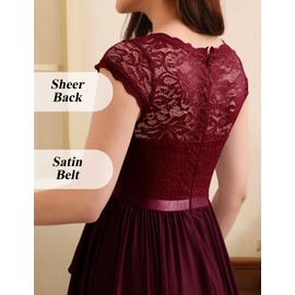 Wedtrend Cocktail Dress, Women's Knee-Length Evening Dress, Elegant for Weddings, A-Line Ruffle Dress, burgundy