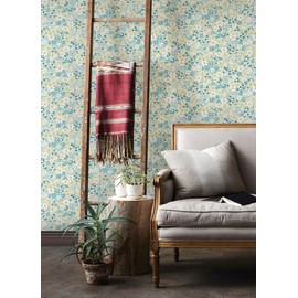 RoomMates Wildflower Impressions Aqua Peel and Stick Wallpaper, RMWS1253