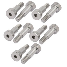 sourcing map 304 Stainless Steel Hexagon Socket Shoulder Bolts 6 mm Diameter 12 mm Long M5 Thread Pack of 10