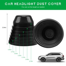 2 PCS Car Headlight Dust Covers, 100mm 4" Vehicle LED Headlight Seal Dustproof Covers, Adjustable Housing Sealing Cap Waterproof Front Lamp Protector for Most Car Models