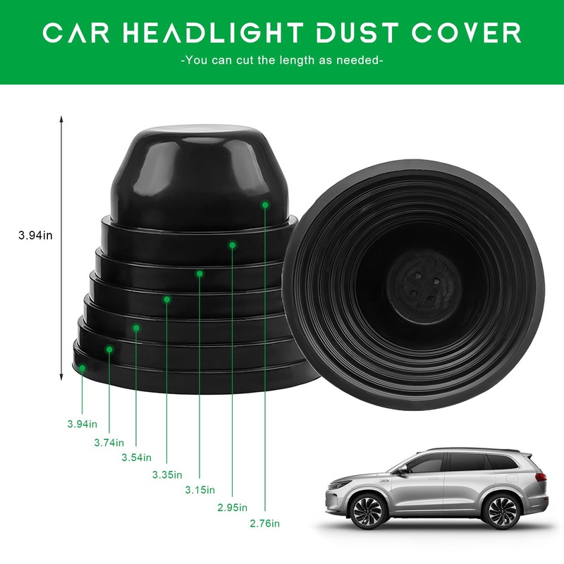 2 PCS Car Headlight Dust Covers, 100mm 4" Vehicle LED
