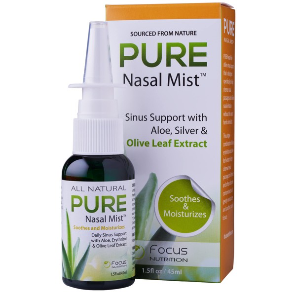 Pure Nasal Mist Spray 1.5oz - Natural Relief to Soothe and Moisturize your Nose - Erythritol, Olive Leaf, Aloe and Silver