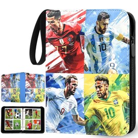 Scrapbook for Football Cards with Zip and 50 Removable Sleeves, 4 Pockets Football Trading Card Album for 400 Cards, Large Sports Cards Book, 3 Rings Cards Folder Binder