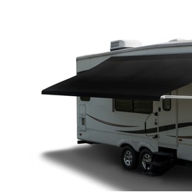 RecPro RV Awning Fabric Replacement | Universal Fit | 8-22ft Sizes | Heat Sealed Vinyl (17' - Actual Width 16' 1", Solid Black)
