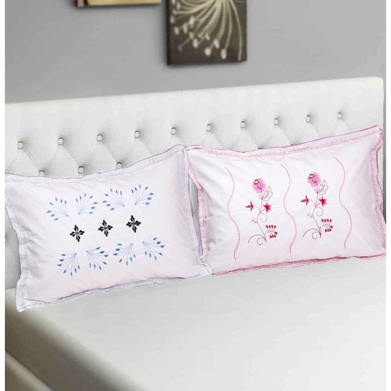 Rj Products Cotton Embroidered Pillow Covers (Set Of 6 Piece)