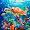 Fabric Panel 8"x8" Sea Turtle 100% Cotton Quilting Sewing Block
