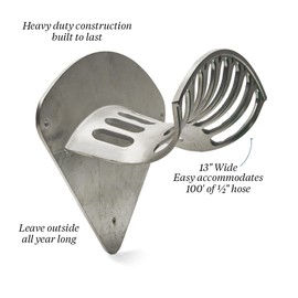 Kings County Tools 13" Cast Aluminum Hose Rack | Elegant Curved Design | Quality & Sturdy Material | Holds 100-Feet of 1/2” Hose and 50-Feet of 5/8” Hose | Single Piece Attachment