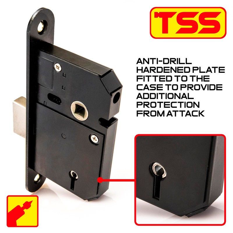 TSS British Standard Mortice Sash Lock Satin Chrome (Silver) 2.5"