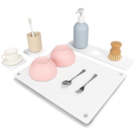 Zinovo Stone Drying Mat for Kitchen Counter,Faucet Mat for Kitchen Sink/Washbasin,Quick Dry Stone Dish Drying Mats for Cups Bottles,Water-Absorbent Diatomaceous Drying Tray,Dish Pads