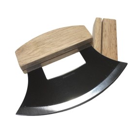 Arctic Circle New Alaska Arctic Mezzaluna Chopper Plain Handle ULu Knife With Stand 6”