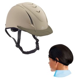 OVATION Deluxe Schooler Low Profile Horse Riding Helmet XXS/XS and Deluxe Hair Net (Pack of 2)