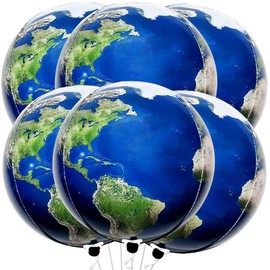 KatchOn, Large Globe Balloons Set - 22 Inch, 6 Pieces | 360 Degree 4D Earth Balloons for Travel Themed Party Decorations | World Balloons for Earth Day Decorations | Around The World Decorations
