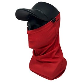 CoolNES - Neck Gaiter with Drawstring, Reusable Breathable Face Mask Cloth Washable Bandana, Sun Shield UV UPF 50+ Cover Scarf Balaclavas - Unisex Red
