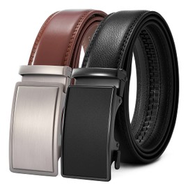 PlusZis 28"-60 "Men's Leather Ratchet Dress Belt Big And Tall With Automatic Buckle