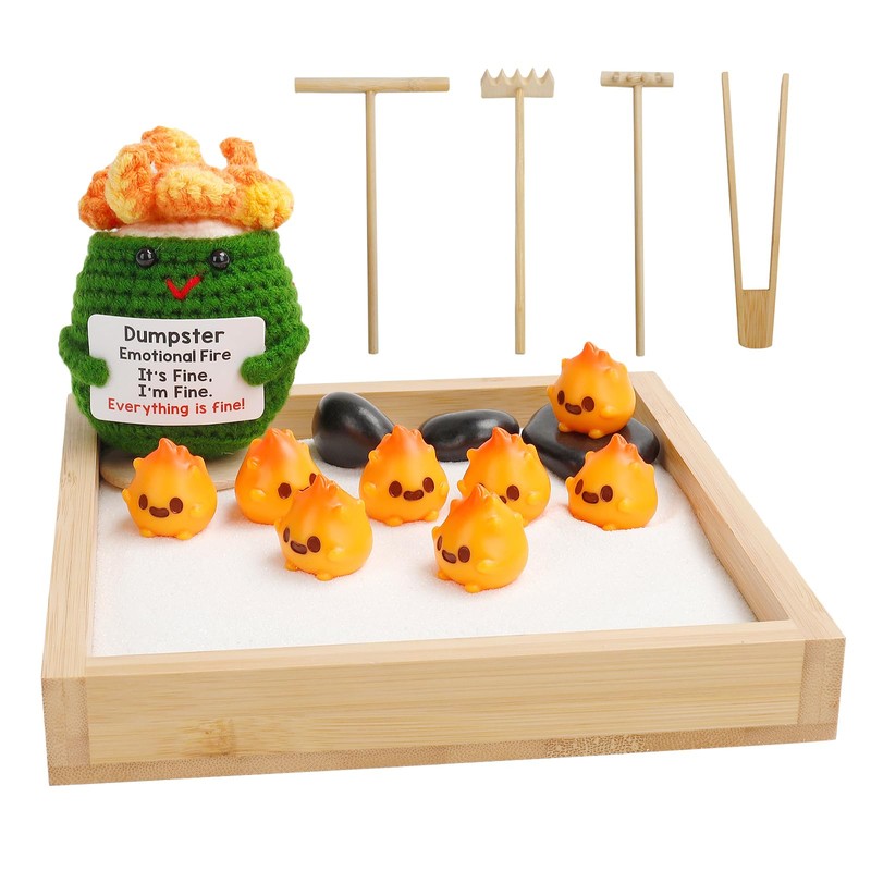 Humorous Emotional Support Dumpster Fire Desk Toy - Unique Desk
