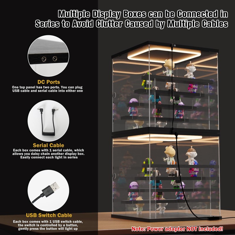 Nynelly Acrylic Lighted Display Case for Collectibles, 5 Tier Figure