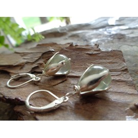 ๑۞๑,¸¸,ø¤º°`°๑ TRANSPARENTE GLAS BLÜTE AN 925 SILBER KLAPPVERSCHLUSS ๑,¸¸,ø¤º°`°๑۞๑ schöne Ohrringe in durchsichtig, 925 Silber Haken, echt Silber Haken, Brisuren, kleine Ohrringe