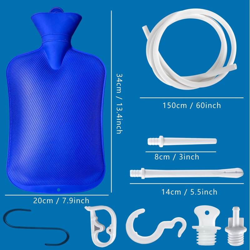 2 L Home Enema Bag Kit with 2 Enema Tips,60