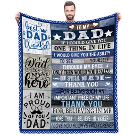 CAPRIFIC Dad Birthday Gifts, Flannel Blanket 150x130cm, from Daughter or Son, Cosy Throw for Happy Birthday Dad, Daddy to Be, Father’s Day Surprise, Retirement or Christmas