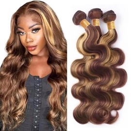 P27/33 Human Hair Bundles Honey Blonde Reddish Brown Body Wave 16 16 16 Inch 3 Bundles #33 Copper Red Brown for Women