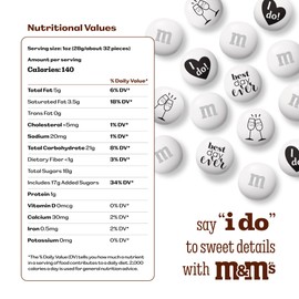 M&M’S WORLD Wedding Themed Milk Chocolate Candy - 5lbs Assorted Pre-designed Just Married, I Do Wedding Decoration White Wedding M&M'S Candy