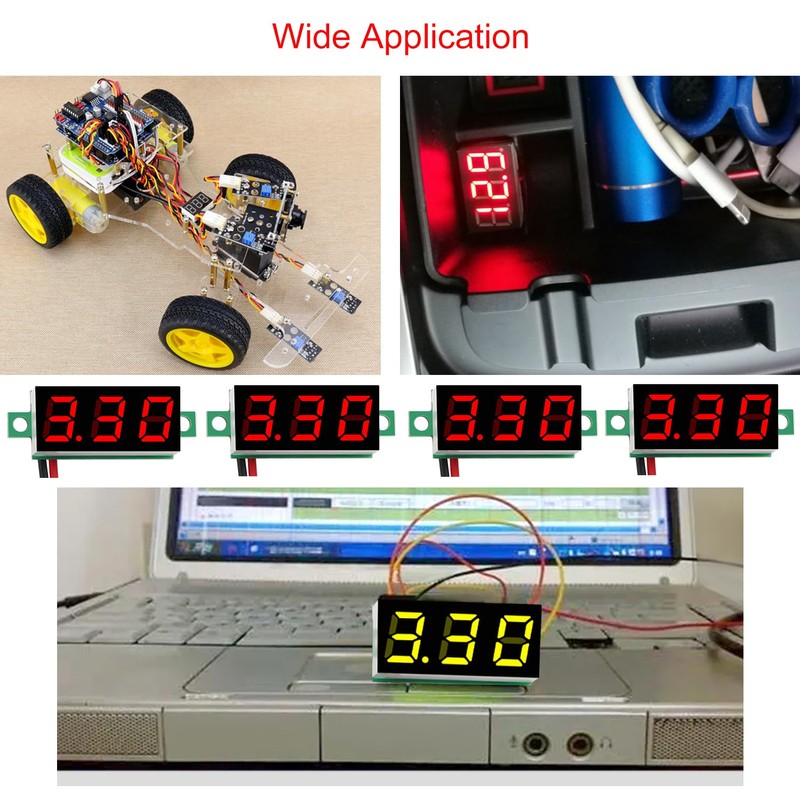 YIXISI 5 PCS DC 2.4-30V Gauge Tester 0.28", 2 Wires