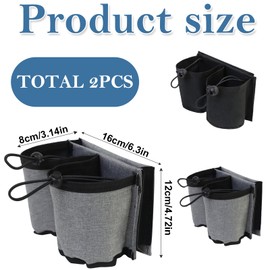 SSuirk Travel Cup Holder for Luggage - Fits Roll-On Suitcase Handles, Holds 2 Coffee Mugs, Free Hands Drink Caddy, Essential Travel Accessory for Flight Attendants & Travelers (Black/Gray)