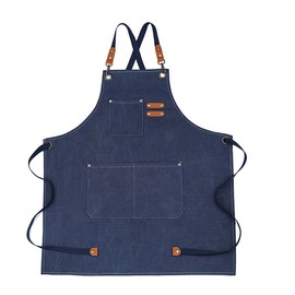 Woodworking Apron Thicken Canvas Waterproof Work Apron for Gardening Coffee Shop Light Blue