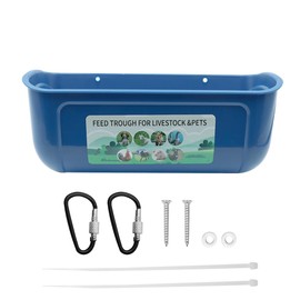 Nicear 1pcs Fence Feeder Chicken Hanging Feed Trough Poultry Waterer Bucket Feeding Container With Clips For Livestock Goat Feeder Supplies Blue
