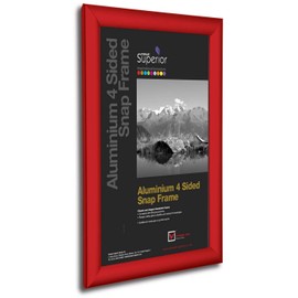 SECO Stewart Superior A4 Aluminium 4 Sided 25mm Front Loading Picture/Poster Snap Frame - Red, REDA4