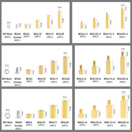 Knpwer 320 Pcs M2.5 Male Female Hex Brass Spacer Standoff Screw Nut Assortment,Threaded Pillar PCB Motherboard Kit