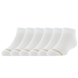 Gold Toe Big Girls' 6 Pack Flat Knit Quarter Sock, White, Small