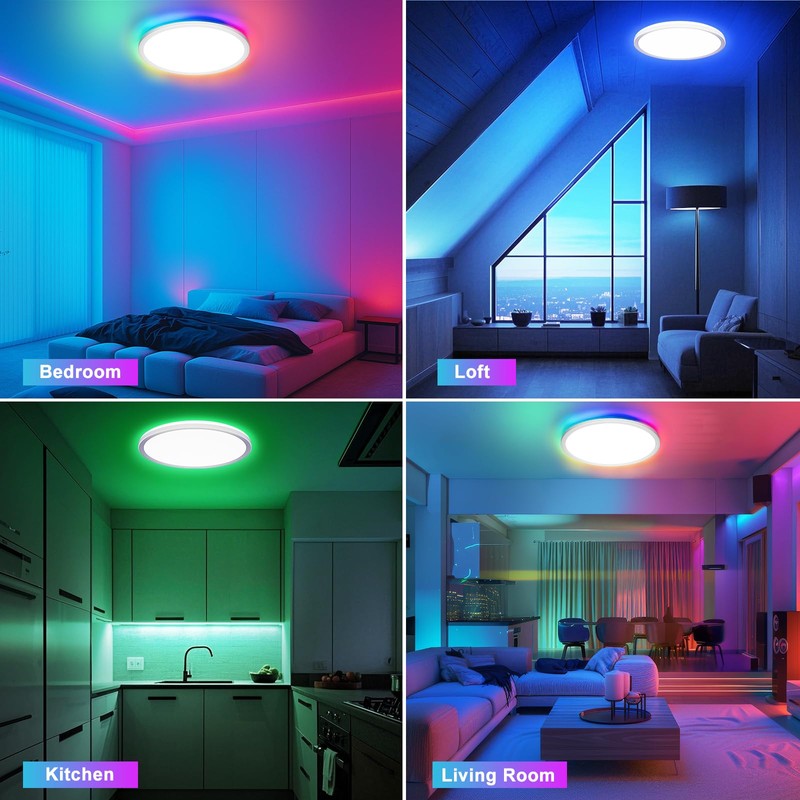 OUILA LED Ceiling Light Dimmable with Remote Control 3000K-6500K &