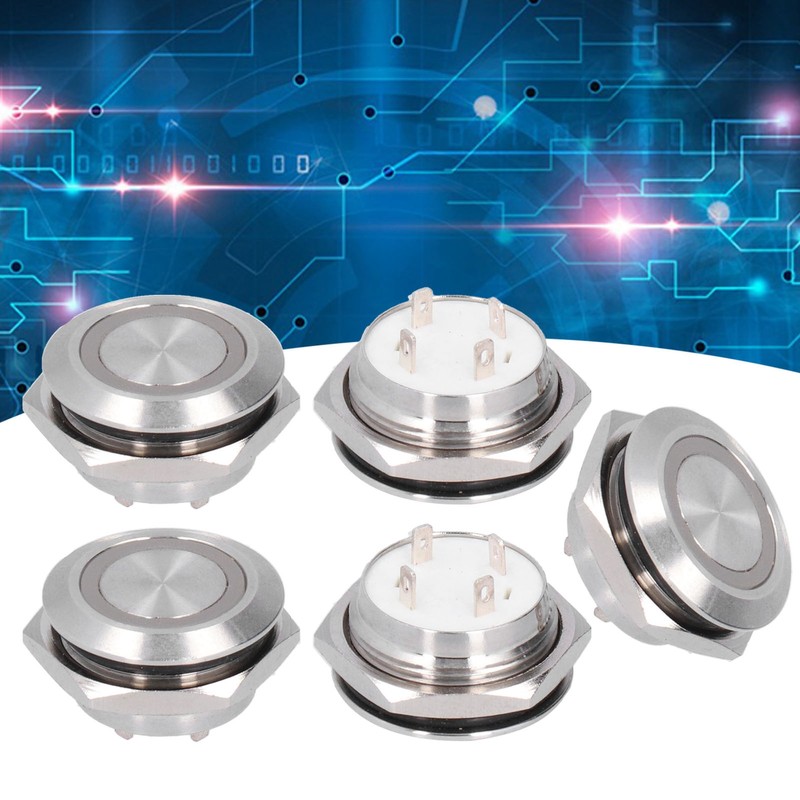 5Pcs Momentary Push Button Switch Metal Auto Reset Ultra Thin