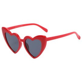 OWL Kids Heart Shaped Sunglasses, Girls Stylish Frames with Tinted and Clear Lenses, UV 400 Protection Polycarbonate Lens (Red Smoke)