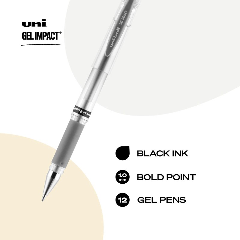 uni-ball uniball Impact Gel Pen, Stick, Medium 1 Mm, Silver