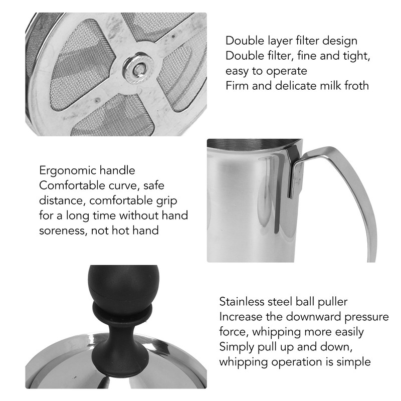Coffee Frother Double Layer Versatile Manual Stainless Steel Milk Foamer