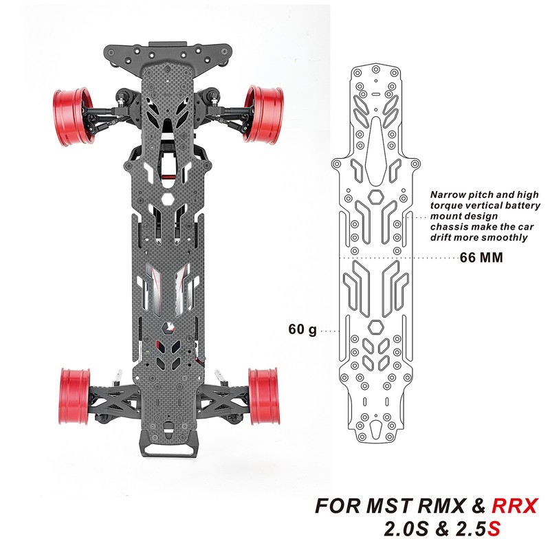 RC Car Chassis Plate Narrow Vertical High Traction Carbon Fiber