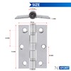 XFORT 3 inch (75mm) Polished Chrome Ball Bearing Hinges, Steel