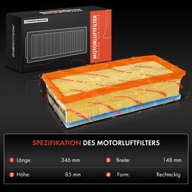 Frankberg Air Filter Insert Filter Compatible with Proace Box MDX Expert Tepee VF3X Jumpy VF7 Scudo Bus 270 272 Ulysse 179 807 EB C8 EA EB Phedra 179 Replace# 1400474780