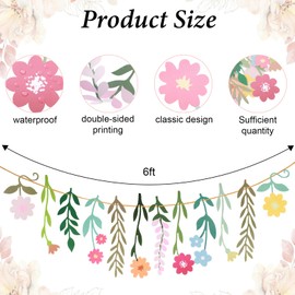 2Pcs Flower Banner, Wildflower Party Banners, Double-Sided Colorful Waterproof Flower Birthday Party Decoration for Birthday Wedding Baby Shower (Colorful)