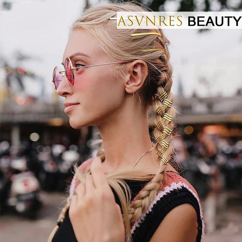 Gold Dreadlock Braids Hair Accessories, 4 Pieces 5M Braiding Hair